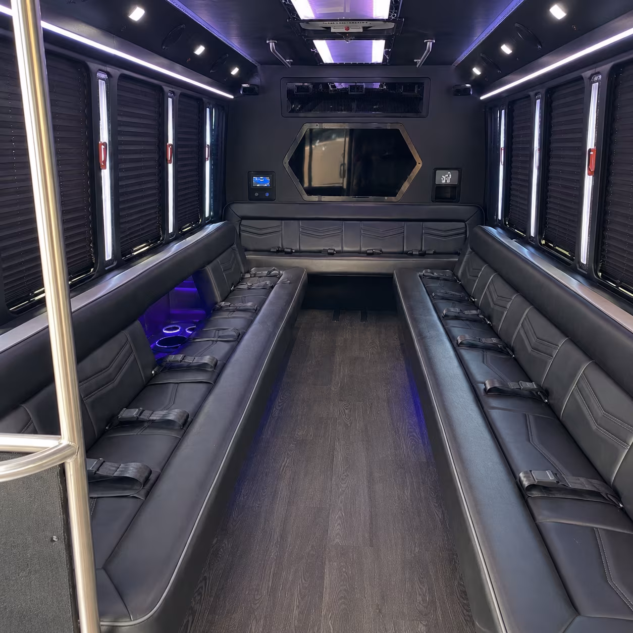 hampton 18 passenger party bus interior