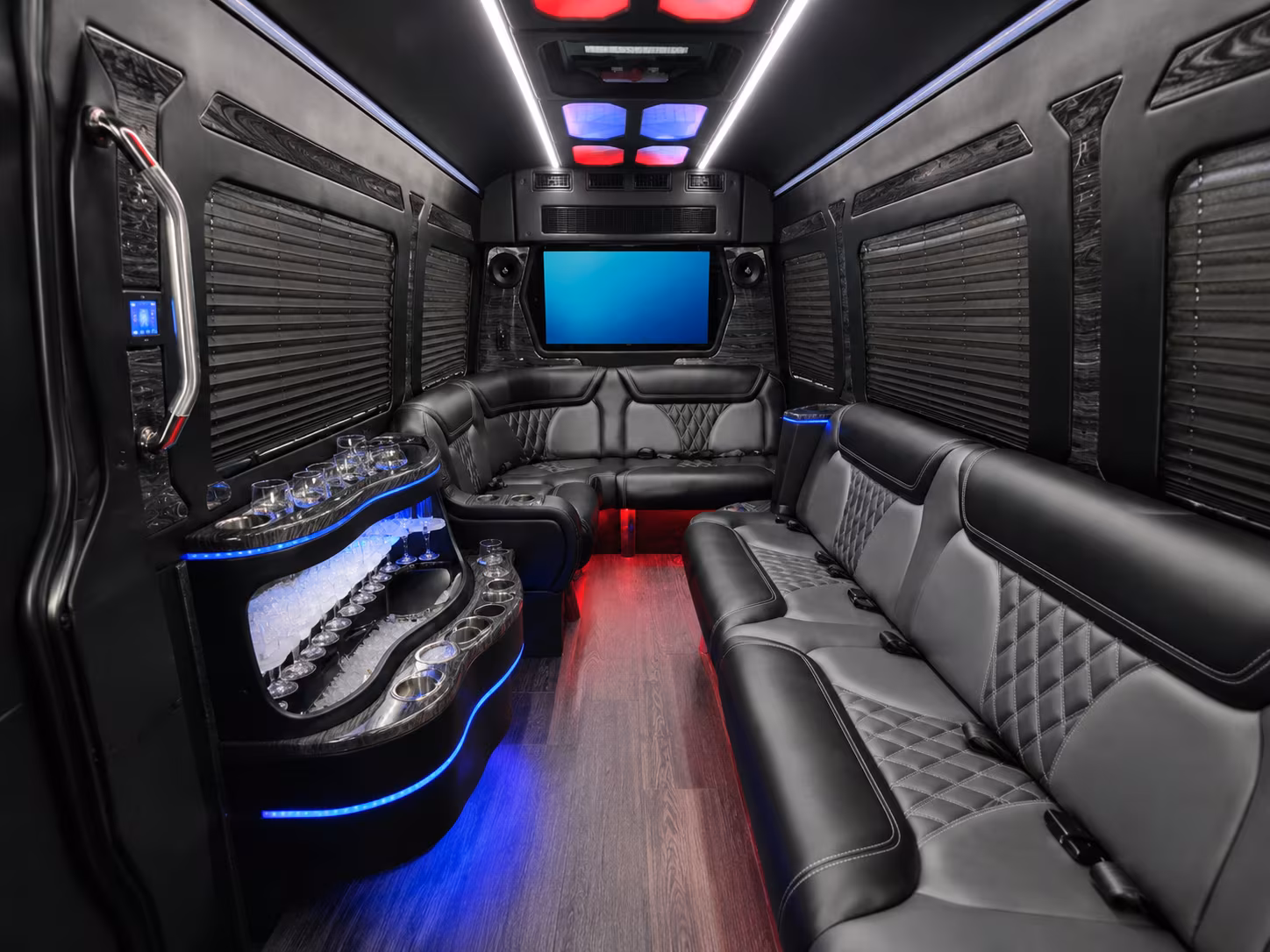hampton 20 passenger party bus inside