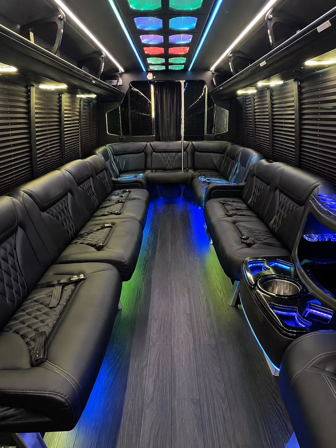 hampton 20 passenger party bus interior