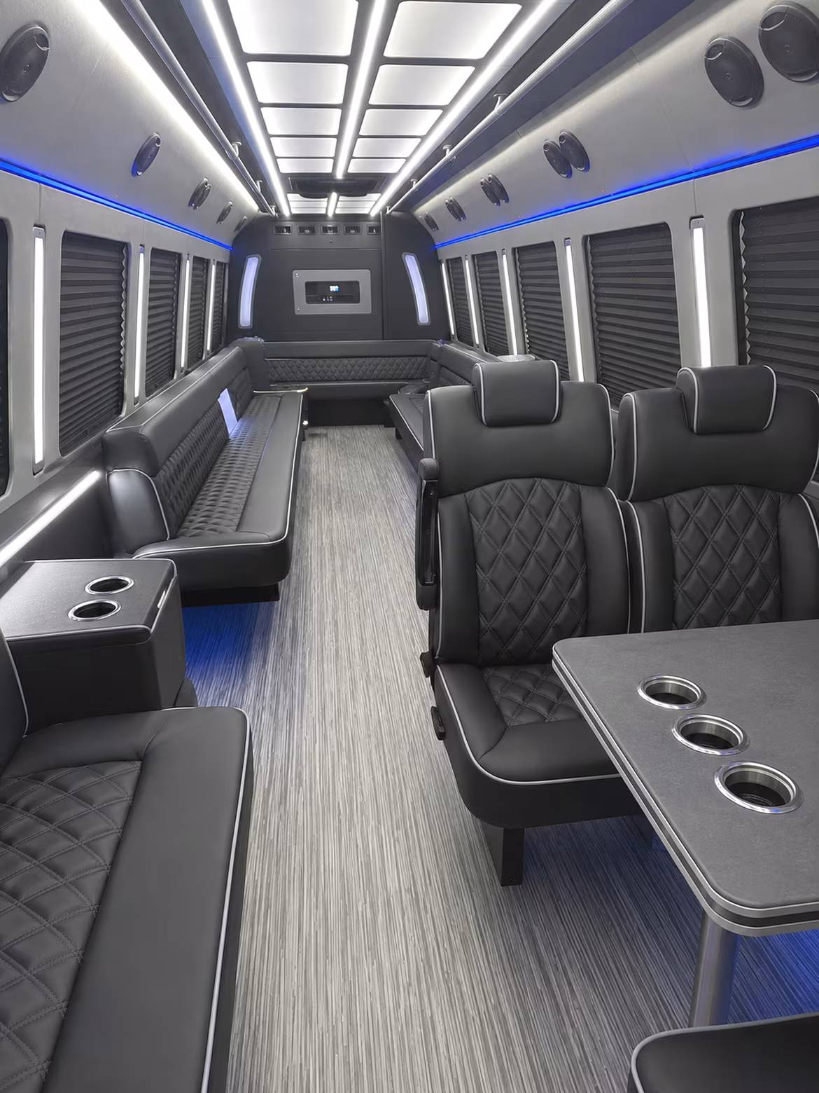 hampton 25 passenger party bus inside
