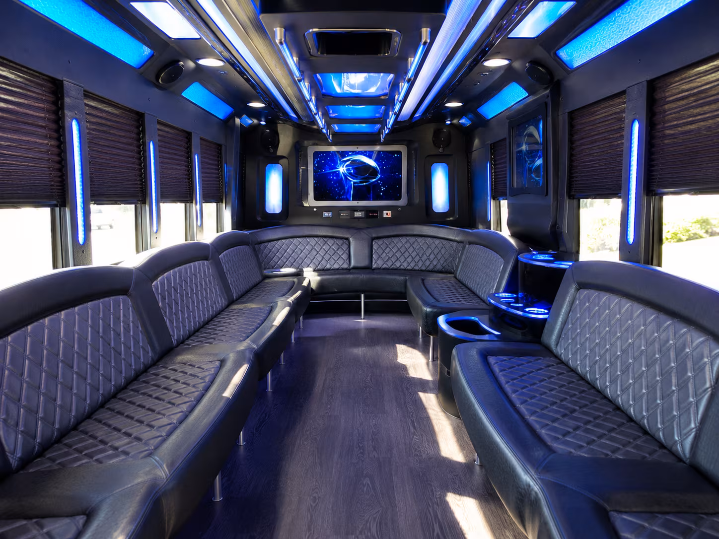 hampton 28 passenger party bus inside