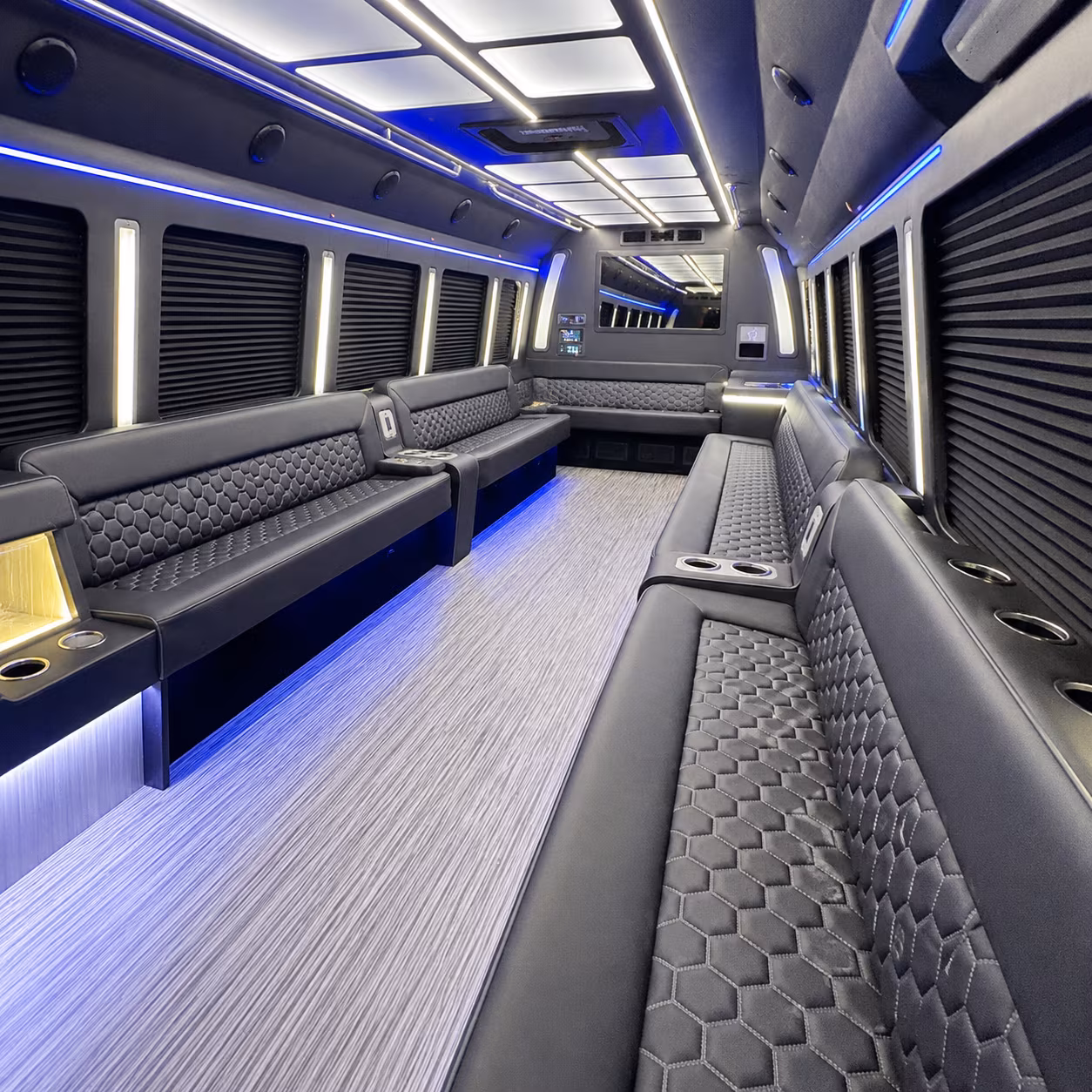 hampton party bus rental interior